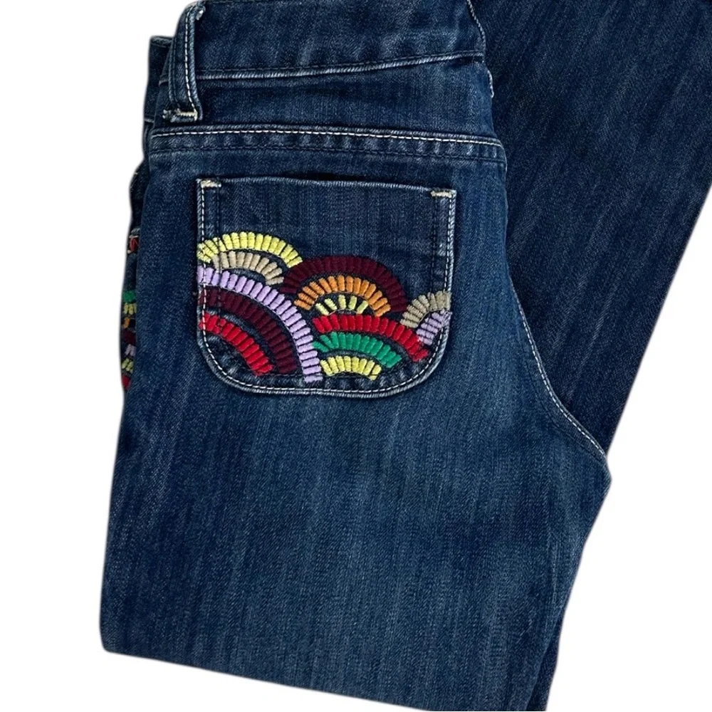 Old Navy Navy Boot-Cut Jeans with Multicolor Embroidery